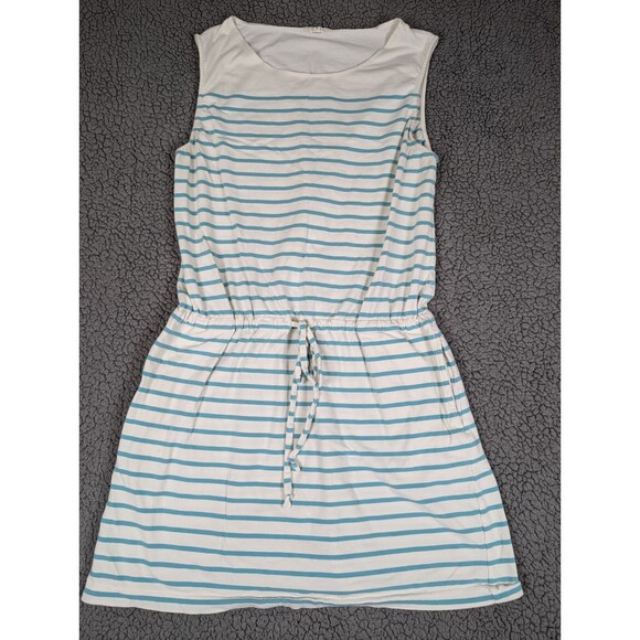 J.CREW Dresses & Skirts - J Crew Dress T Shirt Womens Large Striped Drawstring Waist Pockets Stretch